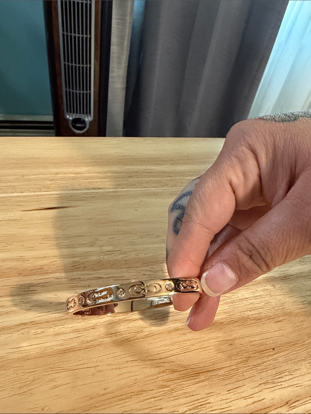 Coach Rose Gold Signature Link Bangle Bracelet